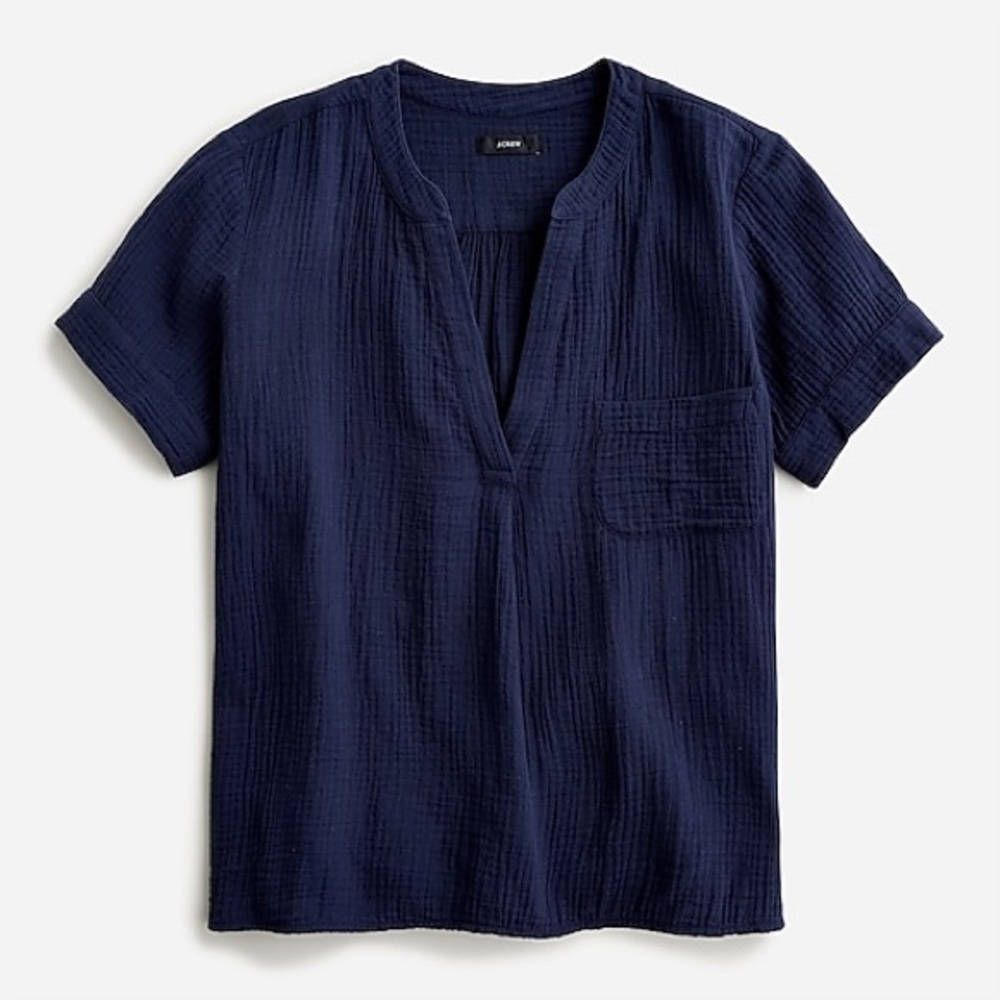 J Crew V-neck soft gauze popover Navy | Small | NWT